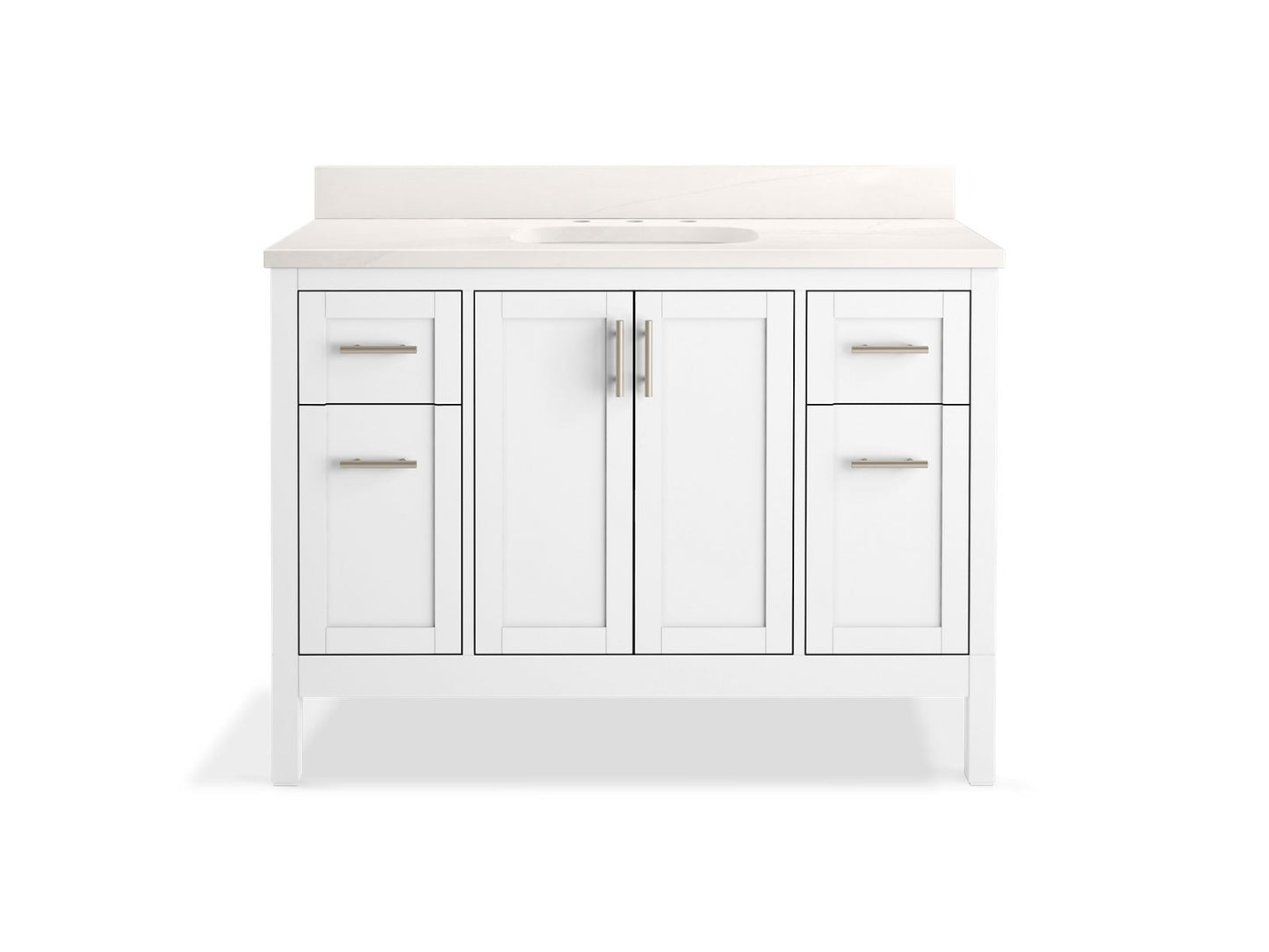 KOHLER K-39606-ASB-0 Hadron 48" Bathroom Vanity Cabinet With Sink And Quartz Top In White