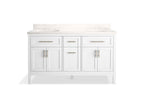 KOHLER K-39607-ASB-WEK Hadron 60" Bathroom Vanity Cabinet With Sinks And Quartz Top - Light Oak