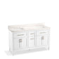 KOHLER K-39607-ASB-0 Hadron 60" Bathroom Vanity Cabinet With Sinks And Quartz Top In White