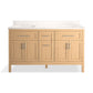 Kohler K-39607-ASB-WEK Hadron 60 In. Bathroom Vanity Cabinet With Sinks And Quartz Top In Light Oak