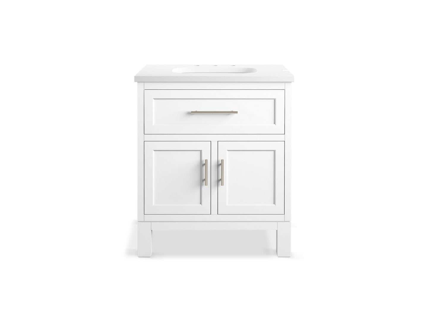 KOHLER K-28380-ASB-0 Quo 30" Bathroom Vanity Cabinet With Sink And Quartz Top In White