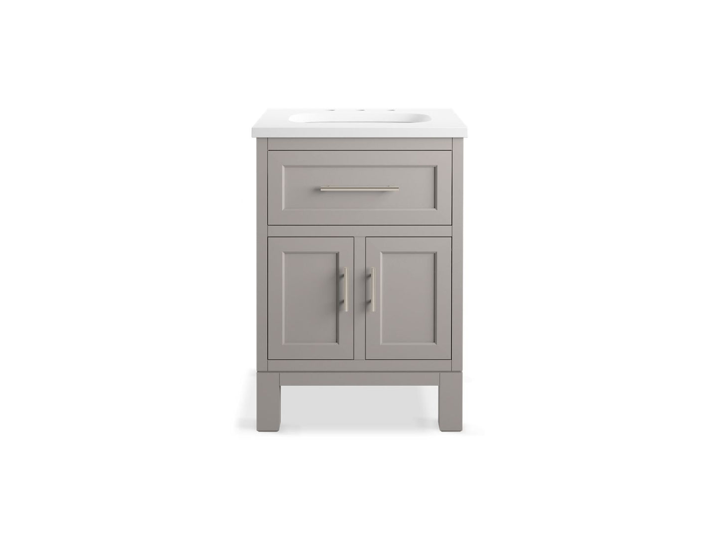 KOHLER K-28379-ASB-1WT Quo 24" Bathroom Vanity Cabinet With Sink And Quartz Top In Mohair Grey