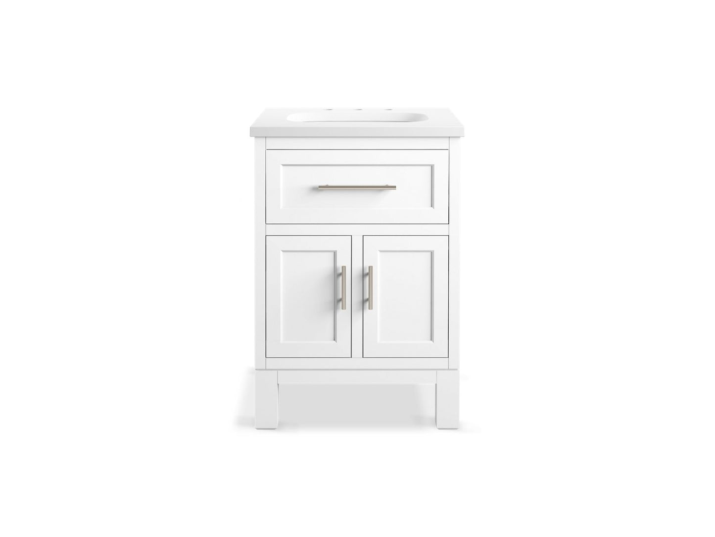 KOHLER K-28379-ASB-0 Quo 24" Bathroom Vanity Cabinet With Sink And Quartz Top In White