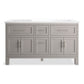 KOHLER K-31246-ASB-1WT Quo 60" Bathroom Vanity Cabinet With Sinks And Quartz Top In Mohair Grey