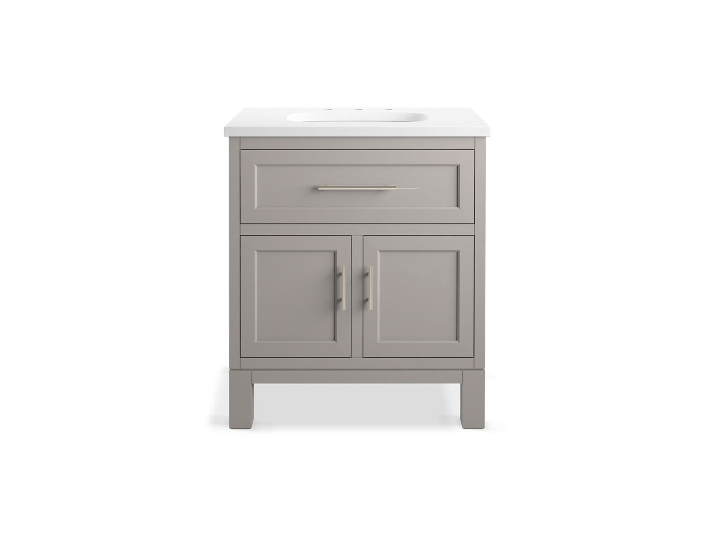 KOHLER K-28380-ASB-1WT Quo 30" Bathroom Vanity Cabinet With Sink And Quartz Top In Mohair Grey