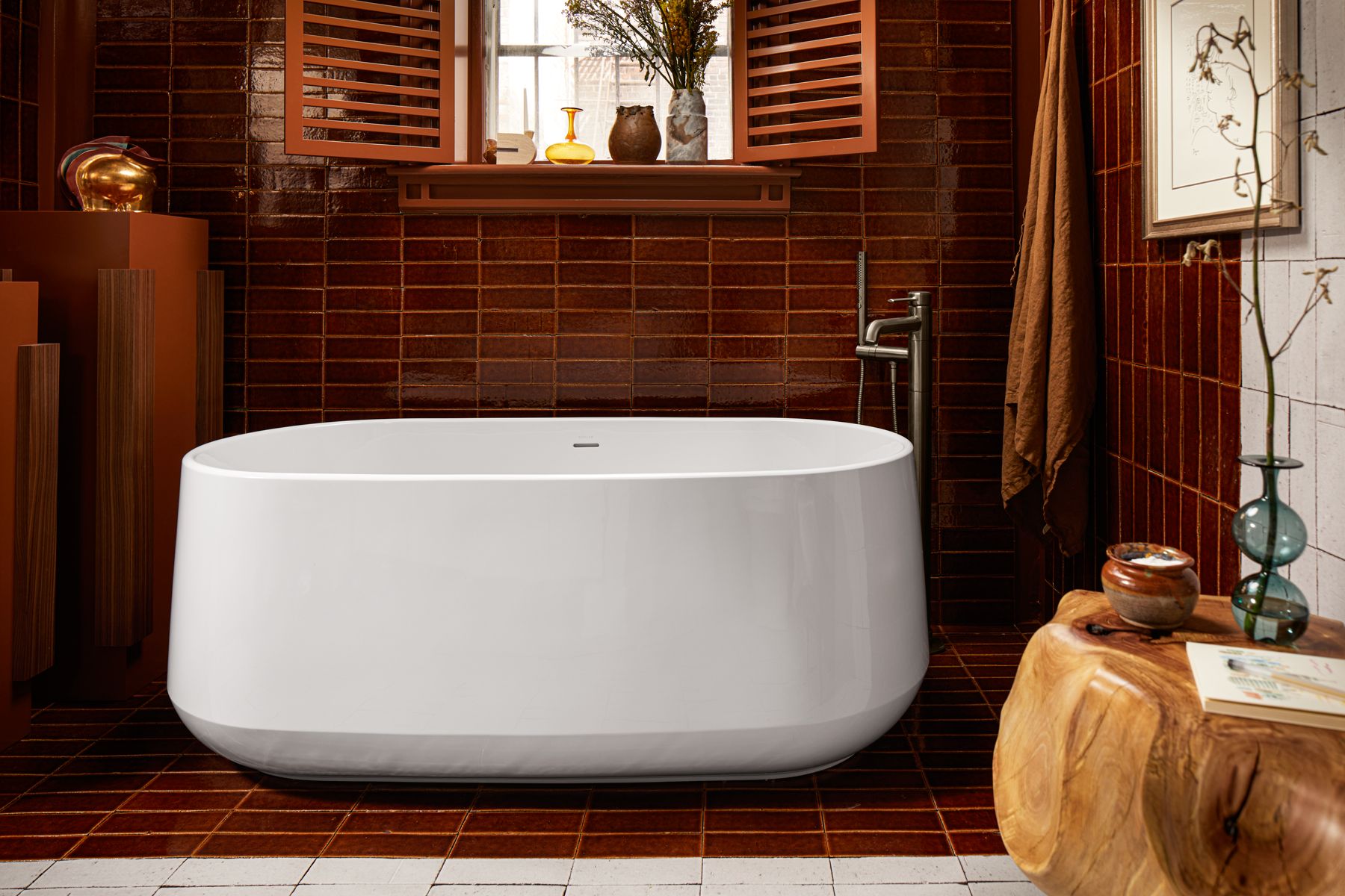 KOHLER K-T27025-4-BL Occasion Floor-Mount Bath Filler Trim With Handshower - Matte Black