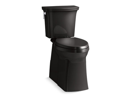 KOHLER K-33813-7 Corbelle Tall Two-Piece Elongated Toilet With Skirted Trapway, 1.28 Gpf In Black Black