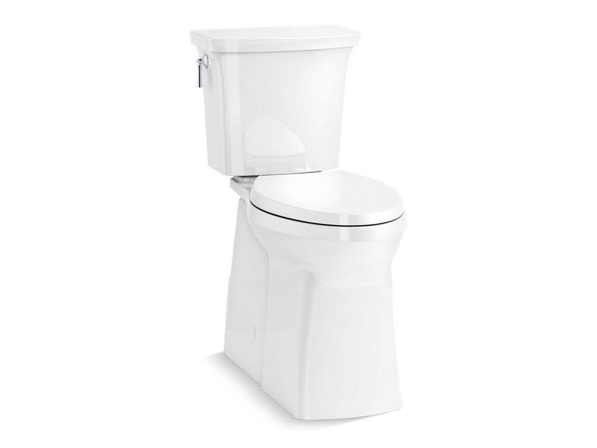 KOHLER K-33814-7 Corbelle Tall Continuousclean Two-Piece Elongated Toilet With Skirted Trapway, 1.28 Gpf - Black Black