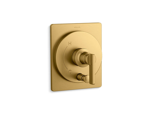 KOHLER K-T35919-4-2MB Castia By Studio Mcgee Rite-Temp Valve Trim With Push-Button Diverter In Vibrant Brushed Moderne Brass