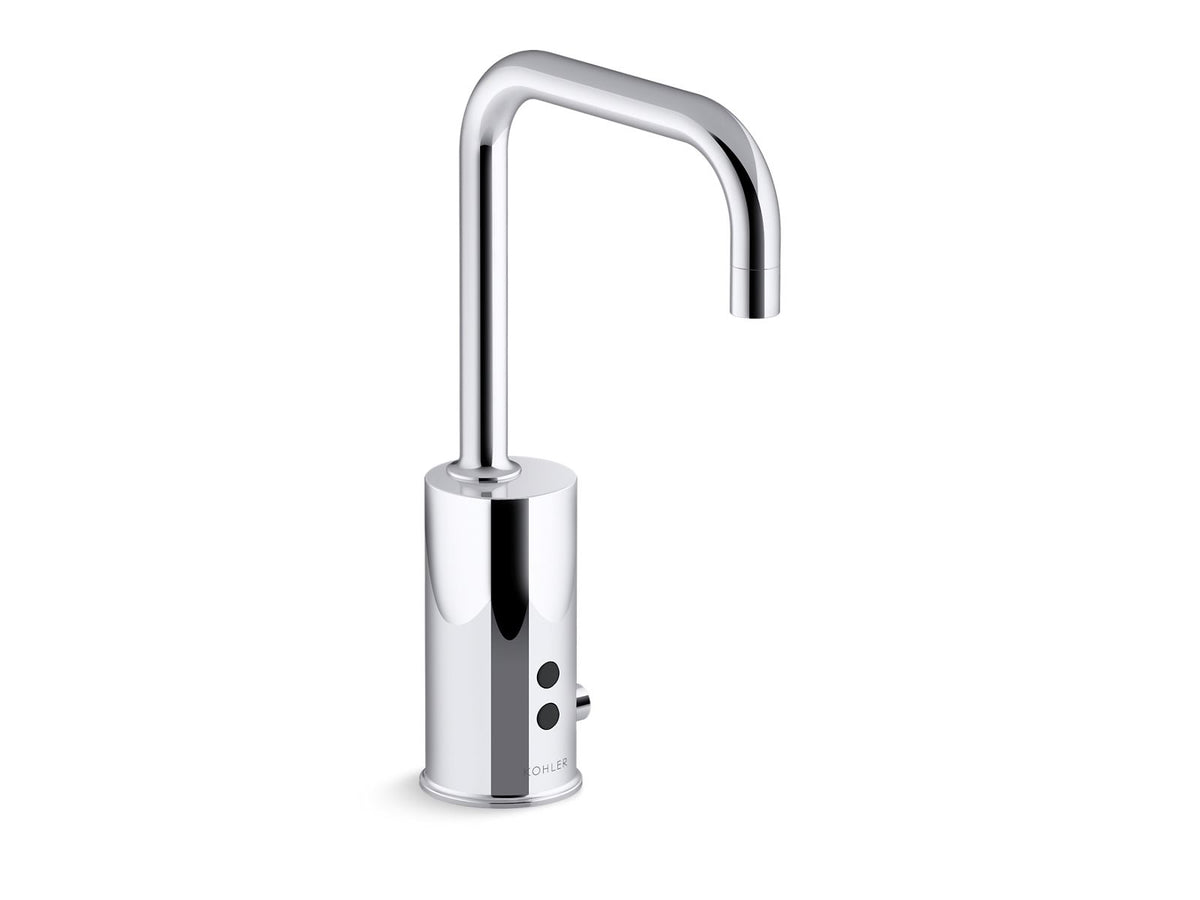 KOHLER K-13472-SATA-CP Gooseneck Touchless Single-Hole Lavatory Faucet With Insight Sensor Technology And Temperature Mixer, Dc-Powered, Less Drain, 0.35 Gpm - Polished Chrome
