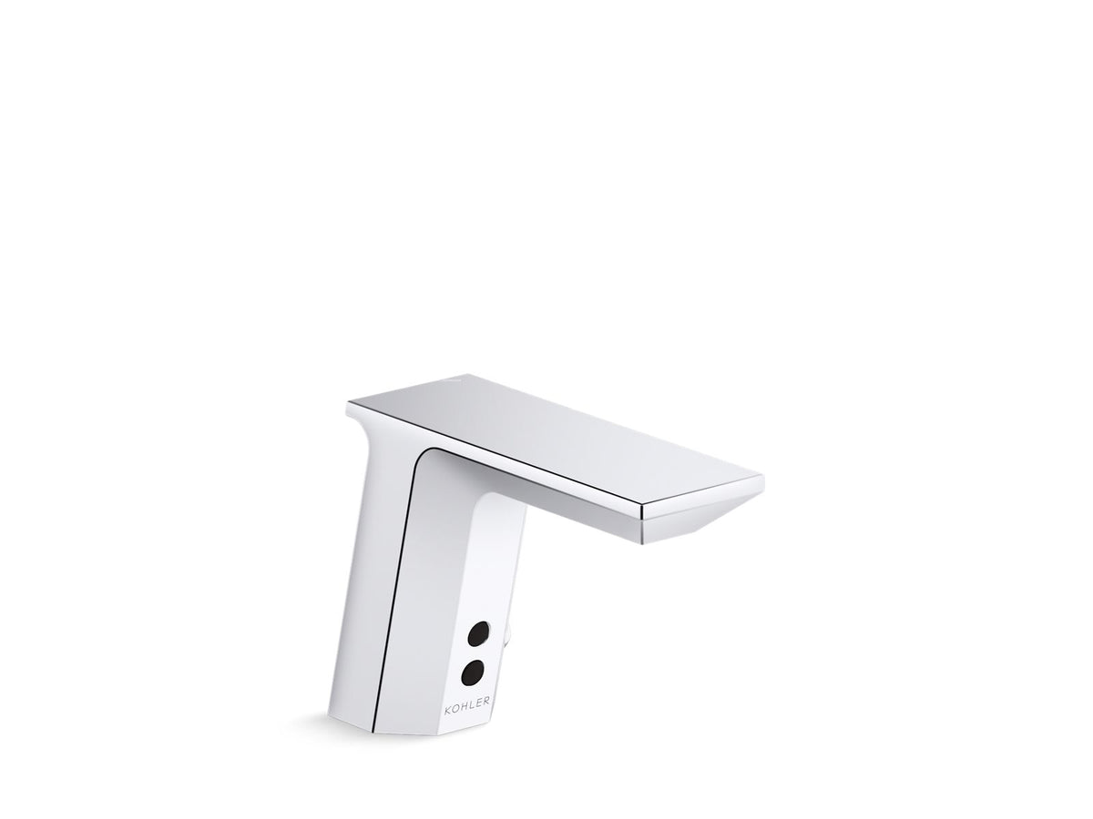 KOHLER K-13466-SATA-CP Geometric Touchless Single-Hole Lavatory Faucet With Insight Sensor Technology And Temperature Mixer, Dc-Powered, Less Drain, 0.35 Gpm - Polished Chrome