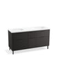 KOHLER K-32173-ASB-DKS Spacity 60" Wall-Hung Bathroom Vanity Cabinet With Sinks And Quartz Top In Dark Steel