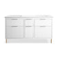 KOHLER K-32173-ASB-0 Spacity 60" Wall-Hung Bathroom Vanity Cabinet With Sinks And Quartz Top In White