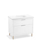 KOHLER K-32171-ASB-0 Spacity 36" Wall-Hung Bathroom Vanity Cabinet With Sink And Quartz Top In White