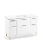 KOHLER K-32172-ASB-0 Spacity 48" Wall-Hung Bathroom Vanity Cabinet With Sink And Quartz Top In White