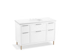 KOHLER K-32172-ASB-0 Spacity 48" Wall-Hung Bathroom Vanity Cabinet With Sink And Quartz Top In White