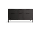 KOHLER K-32173-ASB-DKS Spacity 60" Wall-Hung Bathroom Vanity Cabinet With Sinks And Quartz Top In Dark Steel
