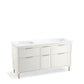 KOHLER K-32173-ASB-0 Spacity 60" Wall-Hung Bathroom Vanity Cabinet With Sinks And Quartz Top In White