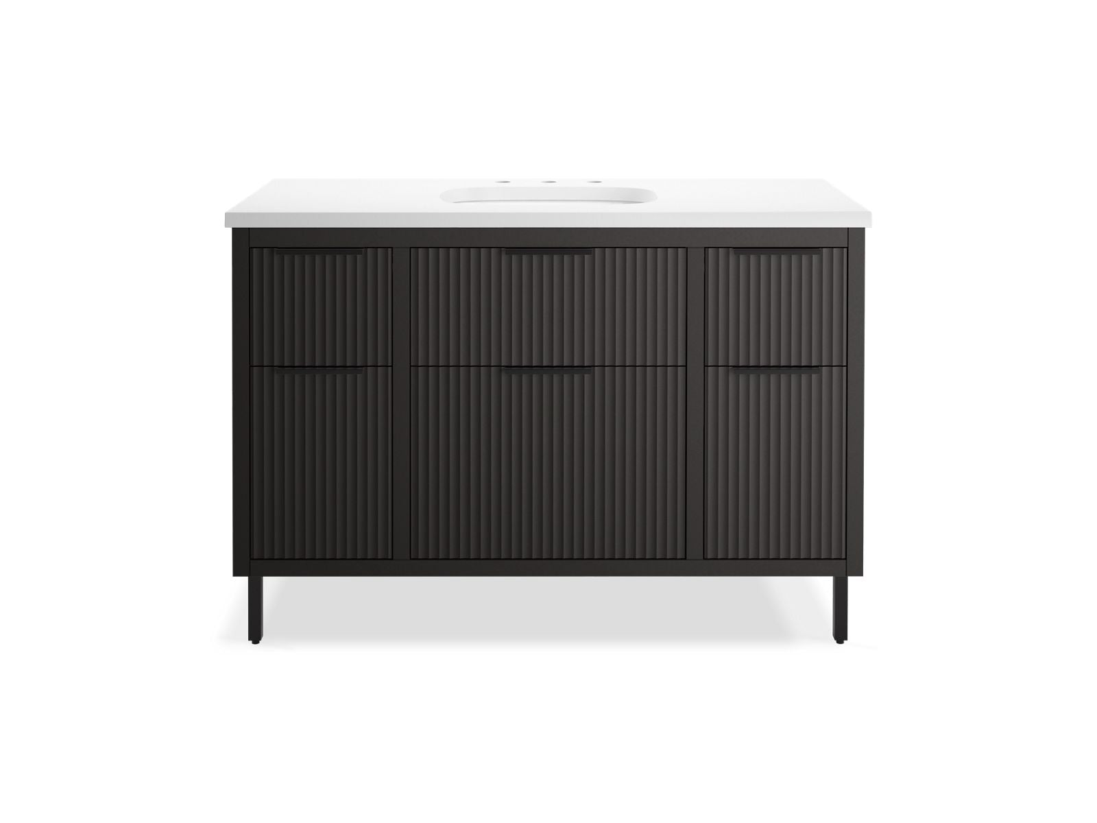 KOHLER K-32172-ASB-DKS Spacity 48" Wall-Hung Bathroom Vanity Cabinet With Sink And Quartz Top In Dark Steel