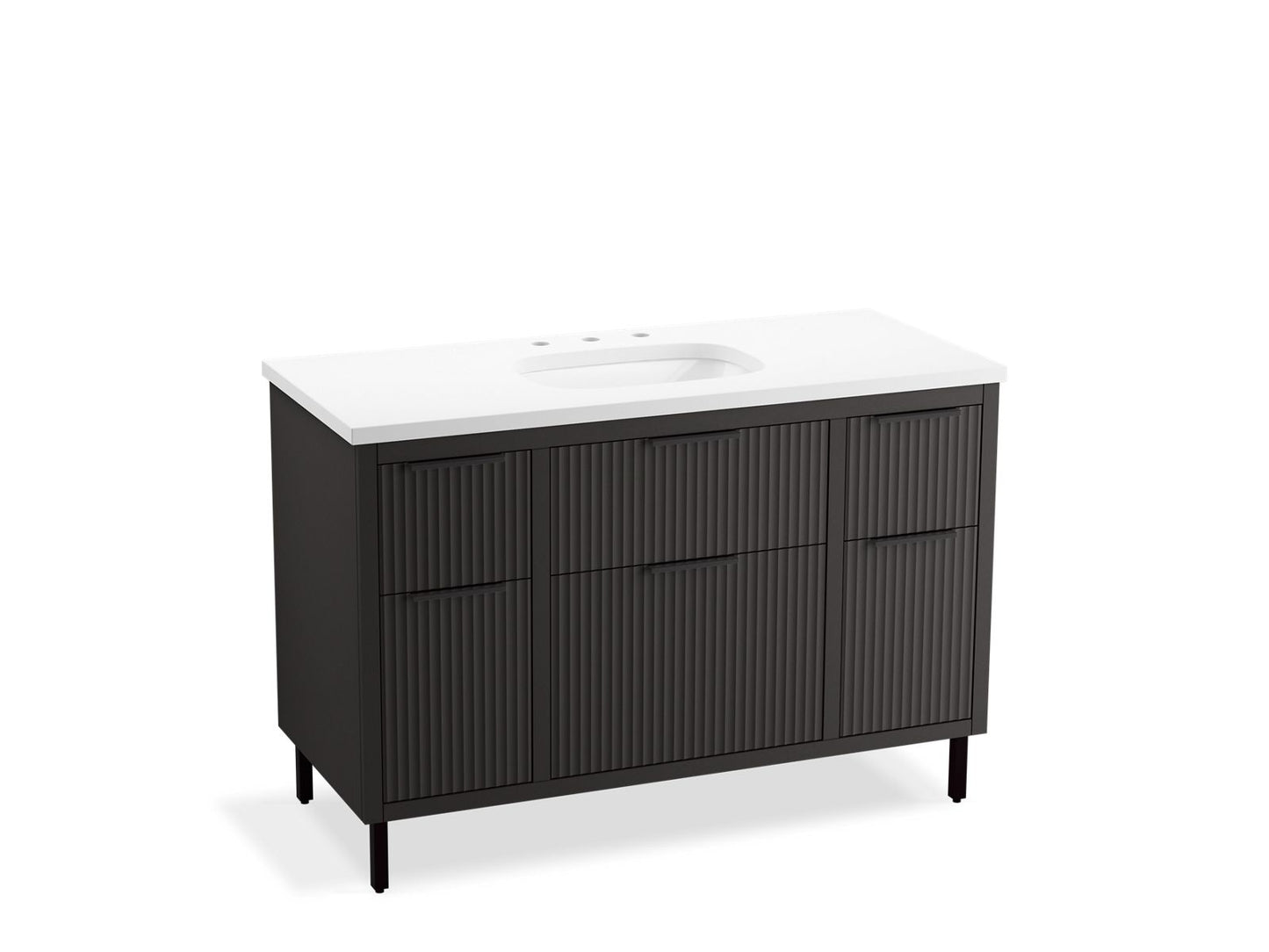 KOHLER K-32172-ASB-DKS Spacity 48" Wall-Hung Bathroom Vanity Cabinet With Sink And Quartz Top In Dark Steel