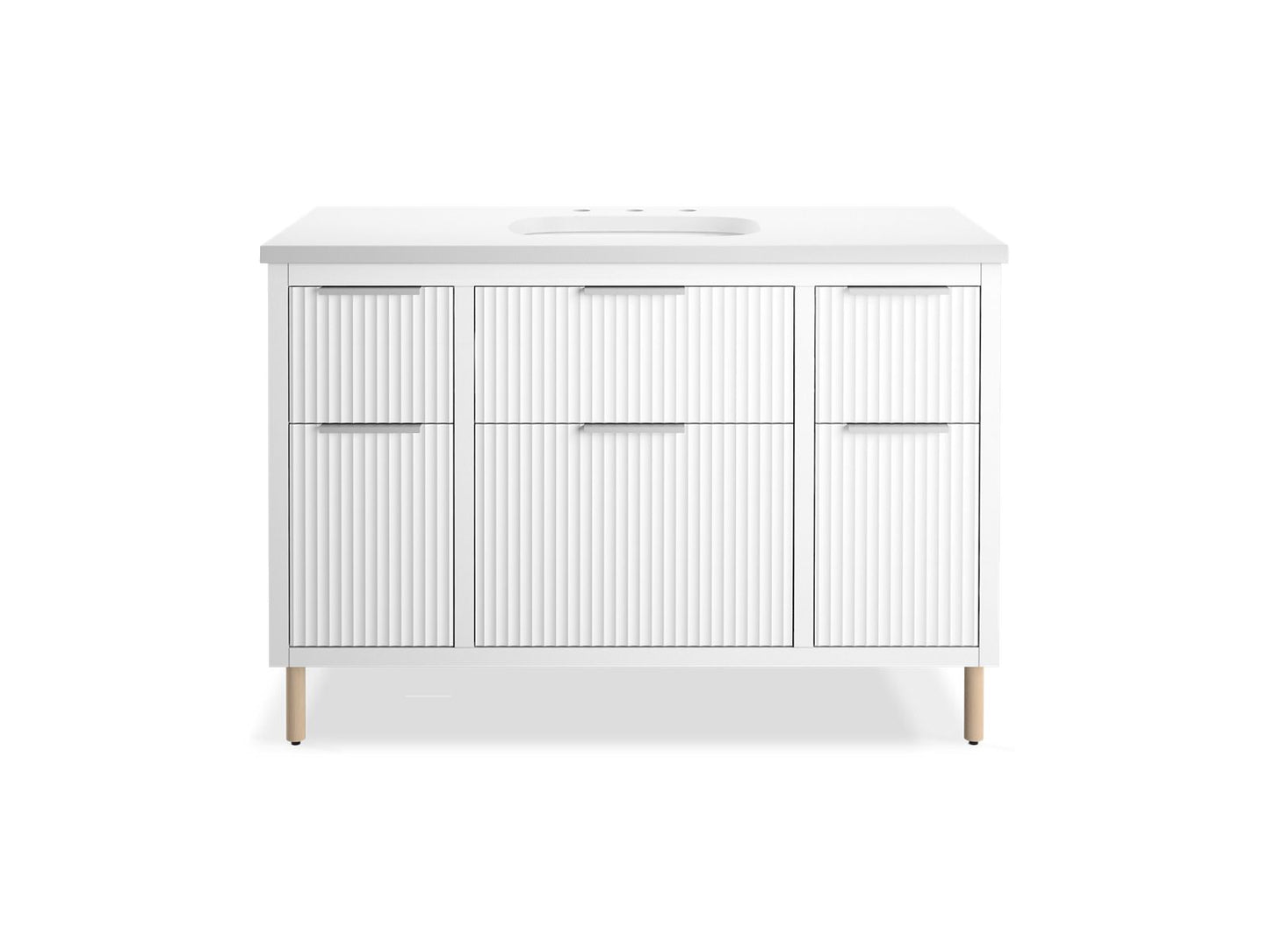 KOHLER K-32172-ASB-0 Spacity 48" Wall-Hung Bathroom Vanity Cabinet With Sink And Quartz Top In White