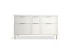 KOHLER K-32173-ASB-0 Spacity 60" Wall-Hung Bathroom Vanity Cabinet With Sinks And Quartz Top In White