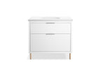 KOHLER K-32171-ASB-0 Spacity 36" Wall-Hung Bathroom Vanity Cabinet With Sink And Quartz Top In White