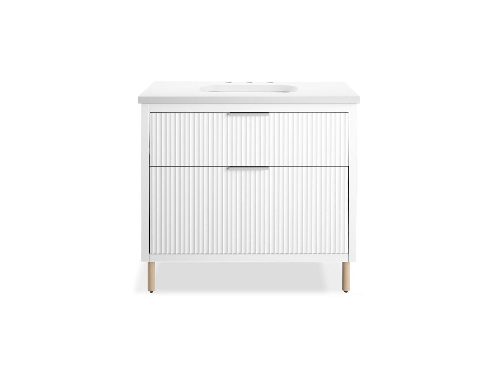 KOHLER K-32171-ASB-0 Spacity 36" Wall-Hung Bathroom Vanity Cabinet With Sink And Quartz Top In White