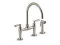 KOHLER K-28356-VS Edalyn By Studio Mcgee Two-Hole Bridge Kitchen Sink Faucet With Side Sprayer - Vibrant Stainless