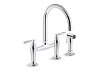 KOHLER K-28356-CP Edalyn By Studio Mcgee Two-Hole Bridge Kitchen Sink Faucet With Side Sprayer - Polished Chrome