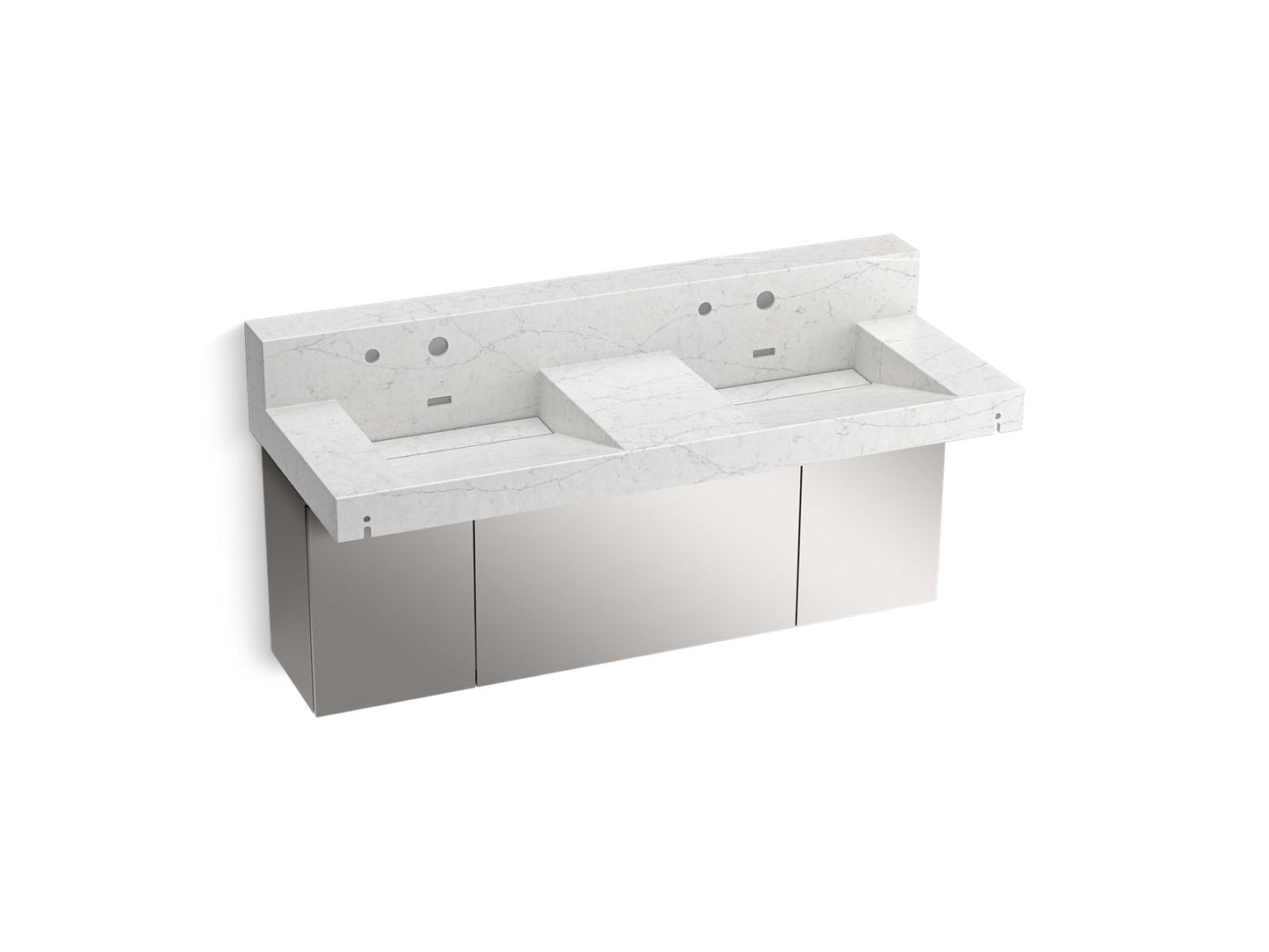 KOHLER K-81025-BSS-KEP Constellation 60" Wall-Mount Basin Lavatory System With Backsplash In Pearl Jasmine