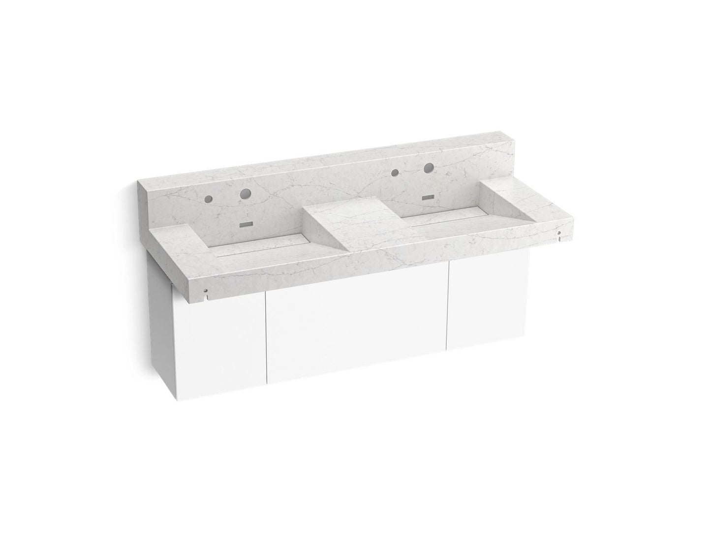 KOHLER K-81025-BPW-KEP Constellation 60" Wall-Mount Basin Lavatory System With Backsplash In Pearl Jasmine