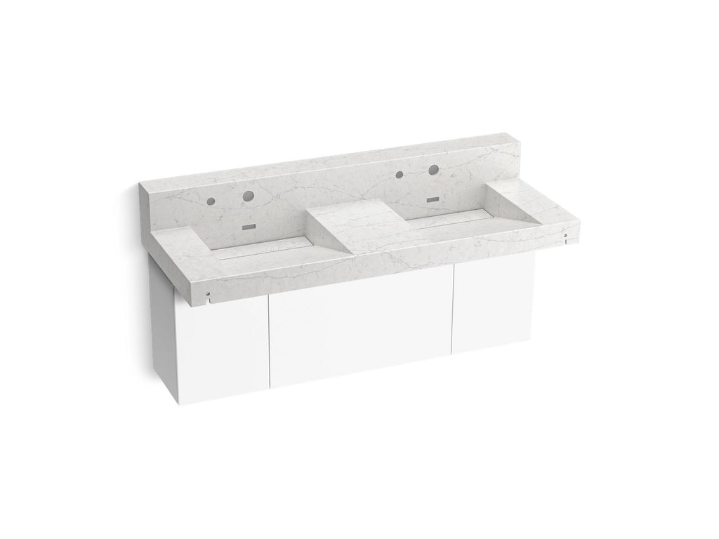 KOHLER K-81025-BPW-KEP Constellation 60" Wall-Mount Basin Lavatory System With Backsplash - Pearl Jasmine
