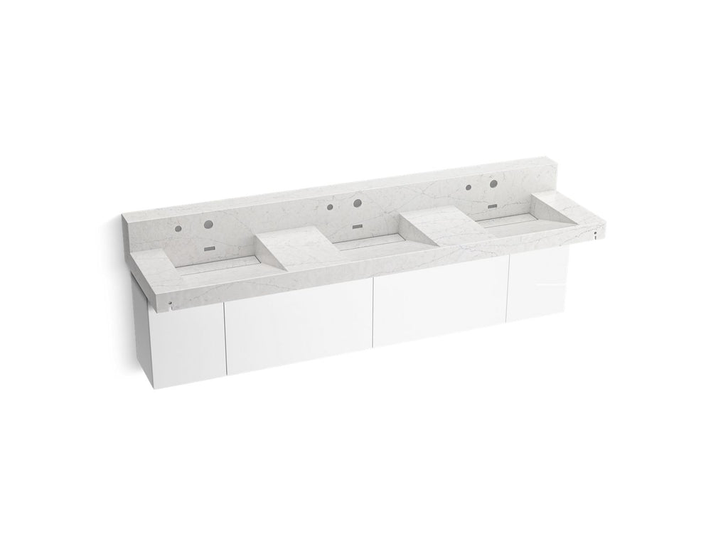 KOHLER K-81026-BPW-KEP Constellation 90" Wall-Mount Basin Lavatory System With Backsplash - Pearl Jasmine