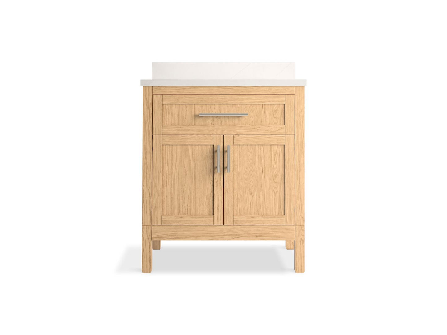 Kohler K-39604-ASB-WEK Hadron 30 In. Bathroom Vanity Cabinet With Sink And Quartz Top In Light Oak