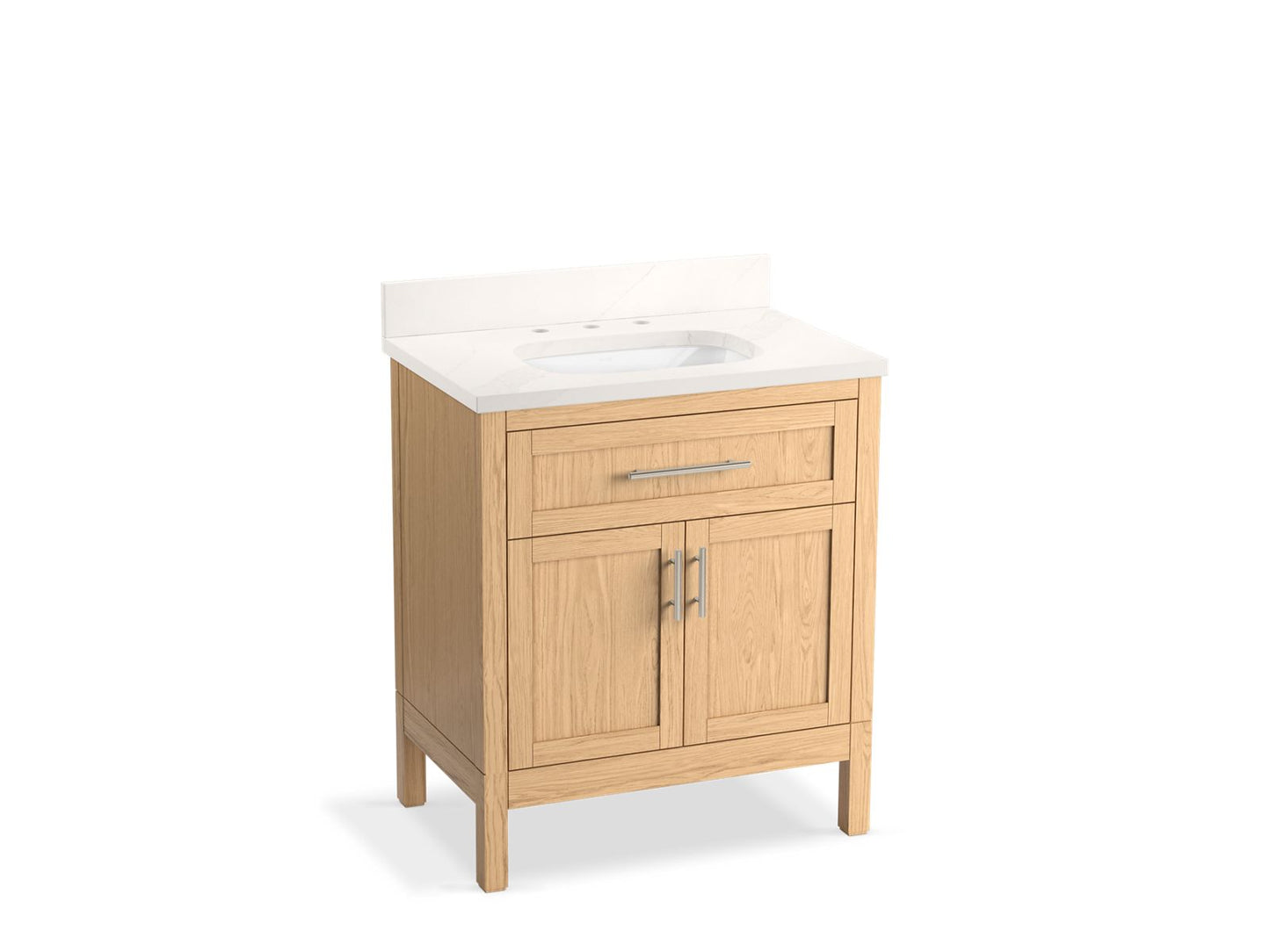 Kohler K-39604-ASB-WEK Hadron 30 In. Bathroom Vanity Cabinet With Sink And Quartz Top In Light Oak