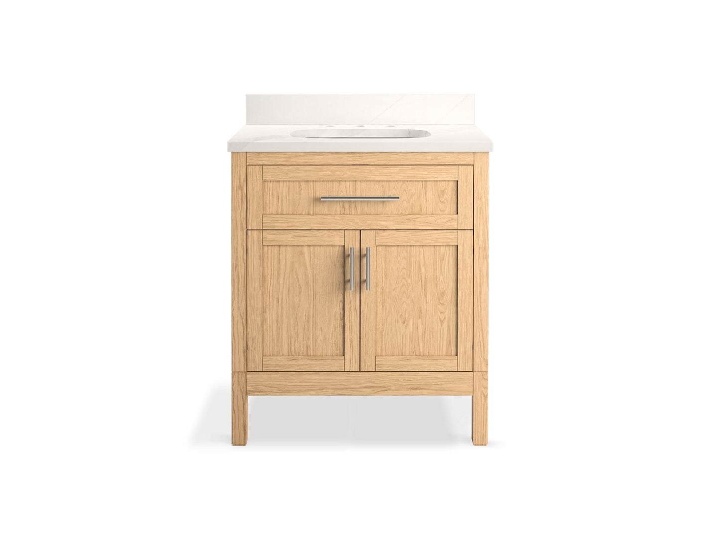 Kohler K-39604-ASB-WEK Hadron 30 In. Bathroom Vanity Cabinet With Sink And Quartz Top In Light Oak