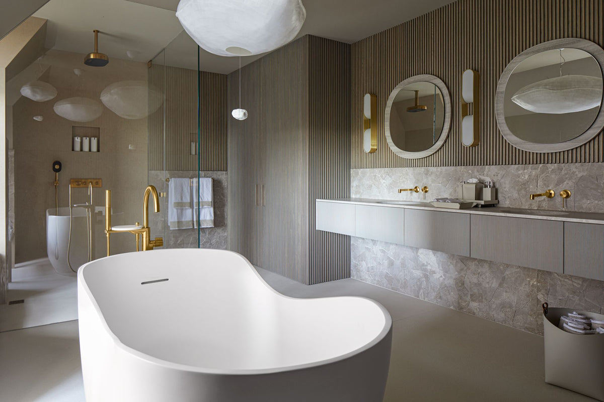 KOHLER K-T77984-4-BN Components Floor-Mount Bath Filler Trim With Lever Handles And Handshower - Vibrant Brushed Nickel