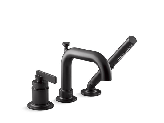 KOHLER K-35913-4-BL Castia By Studio Mcgee Deck-Mount Bath Faucet With Handshower In Matte Black