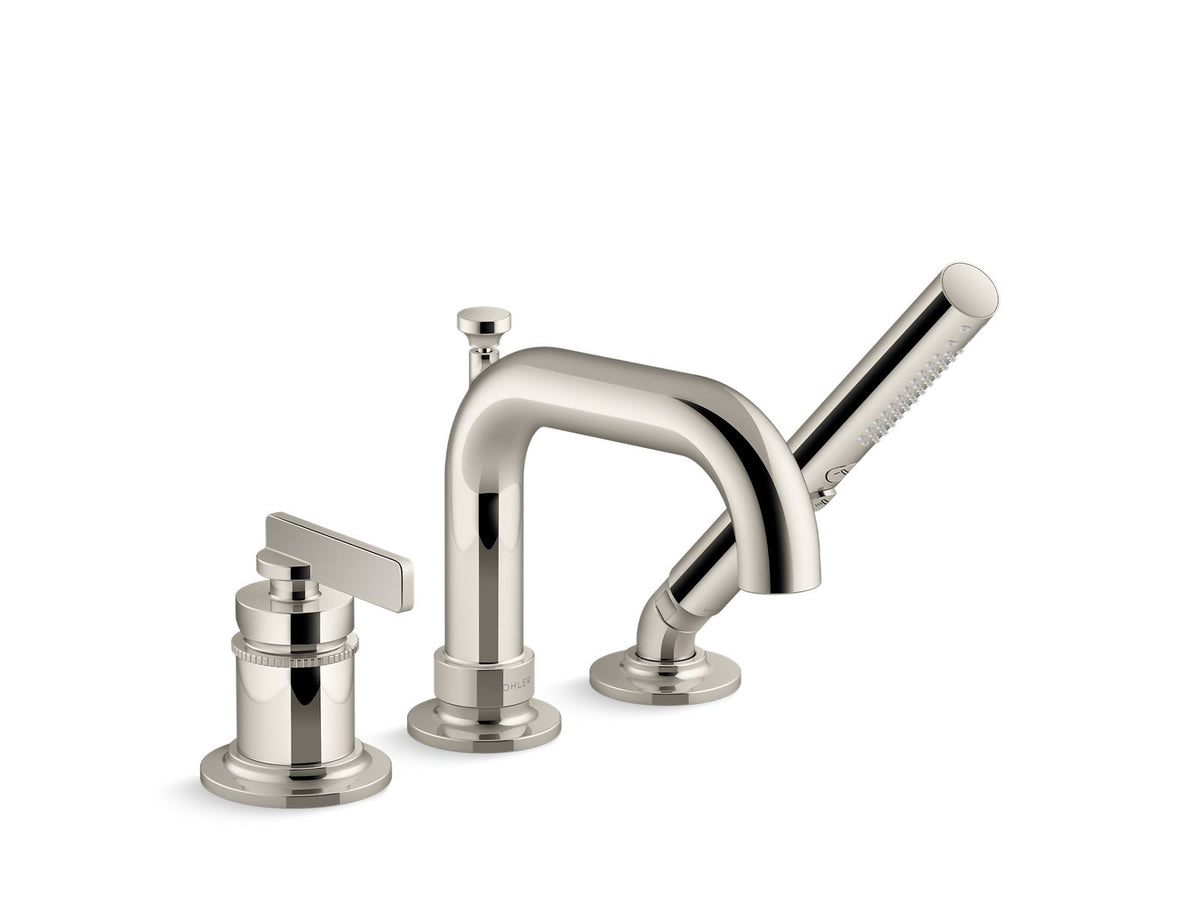 KOHLER K-35913-4-SN Castia By Studio Mcgee Deck-Mount Bath Faucet With Handshower - Vibrant Polished Nickel