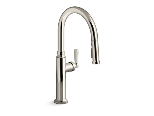 KOHLER K-28358-SN Edalyn by Studio McGee Pull-down kitchen sink faucet with three-function sprayhead - Vibrant Polished Nickel