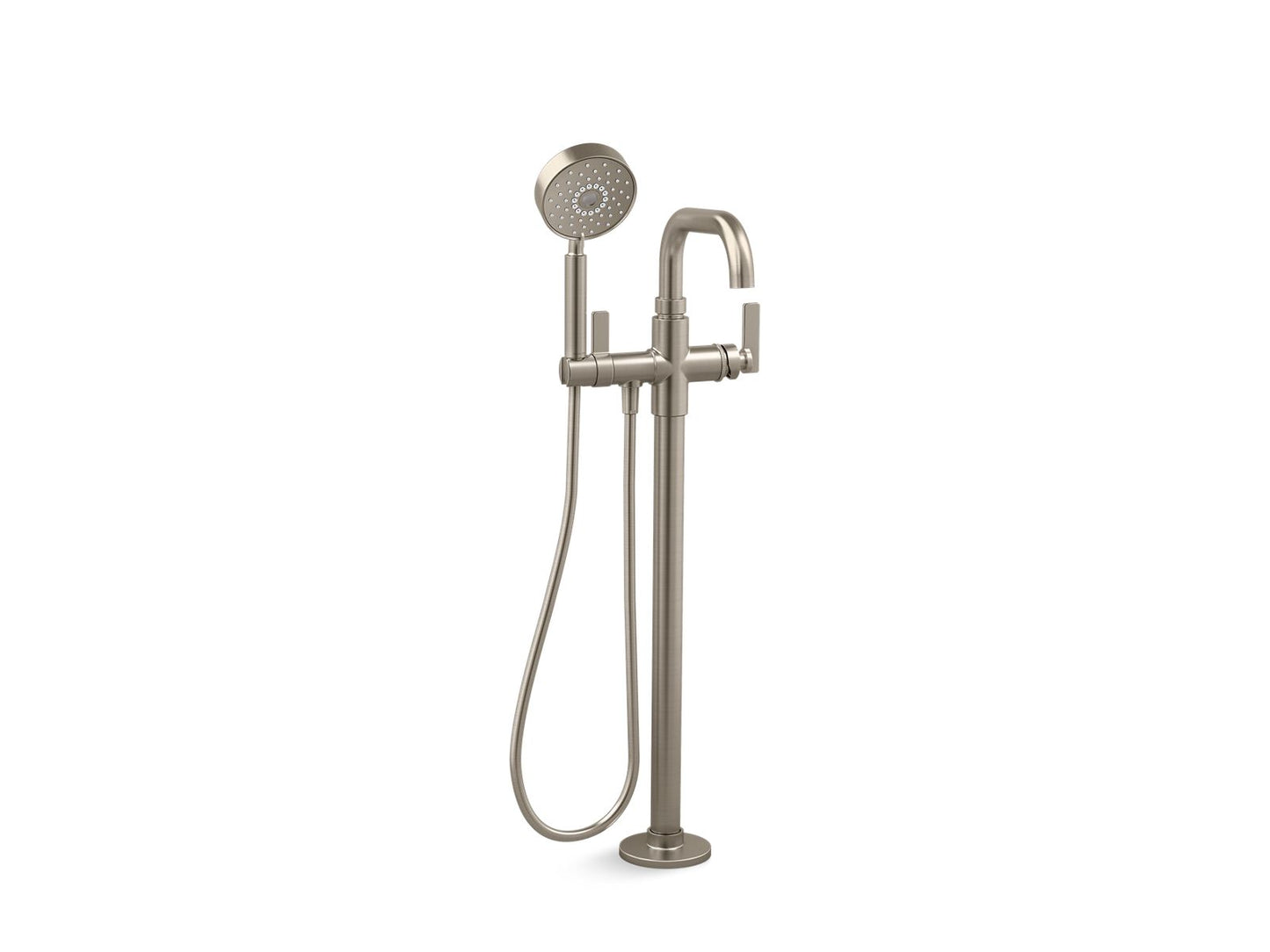 KOHLER K-T35924-4-BN Castia By Studio Mcgee Floor-Mount Bath Filler Trim With Handshower In Vibrant Brushed Nickel