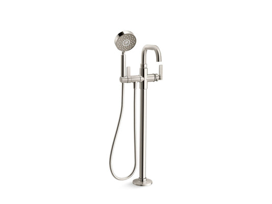 KOHLER K-T35924-4-SN Castia By Studio Mcgee Floor-Mount Bath Filler Trim With Handshower In Vibrant Polished Nickel