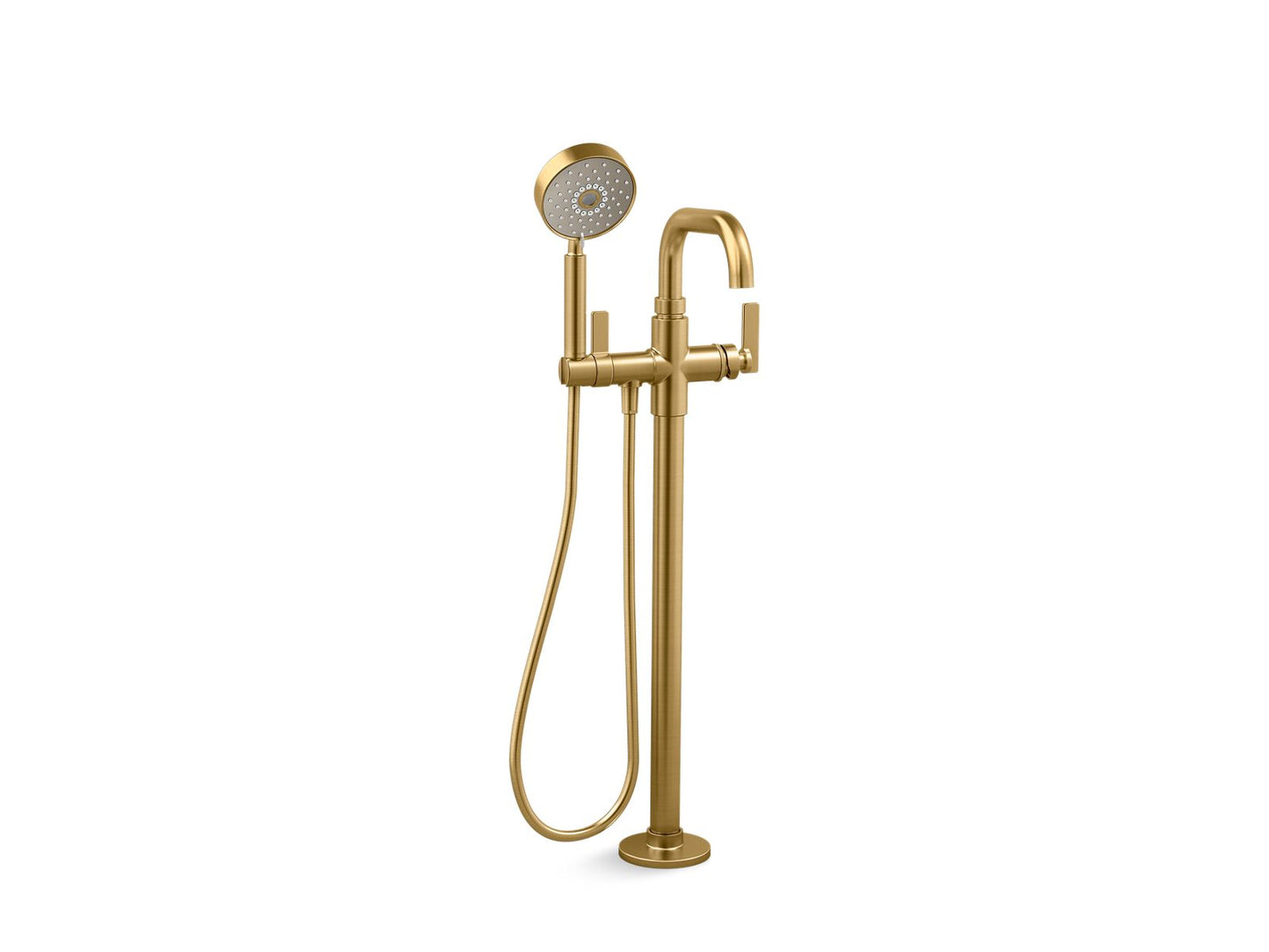 KOHLER K-T35924-4-2MB Castia By Studio Mcgee Floor-Mount Bath Filler Trim With Handshower In Vibrant Brushed Moderne Brass