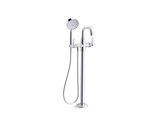 KOHLER K-T35924-4-CP Castia By Studio Mcgee Floor-Mount Bath Filler Trim With Handshower In Polished Chrome