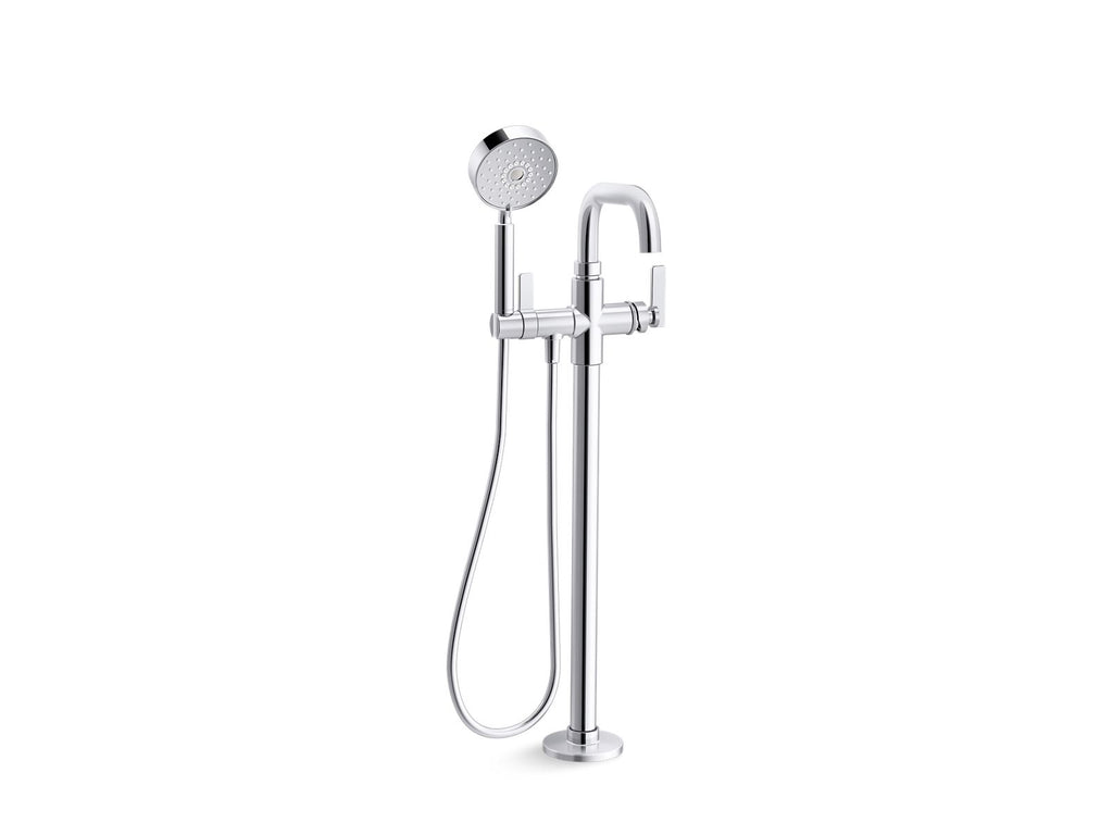 KOHLER K-T35924-4-CP Castia By Studio Mcgee Floor-Mount Bath Filler Trim With Handshower - Polished Chrome