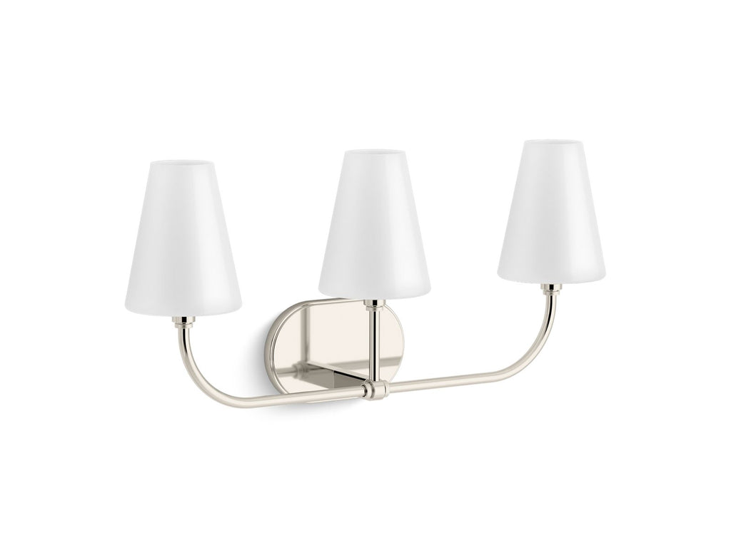 KOHLER K-32257-SC03-SNL Kernen By Studio Mcgee Three-Light Sconce - Polished Nickel