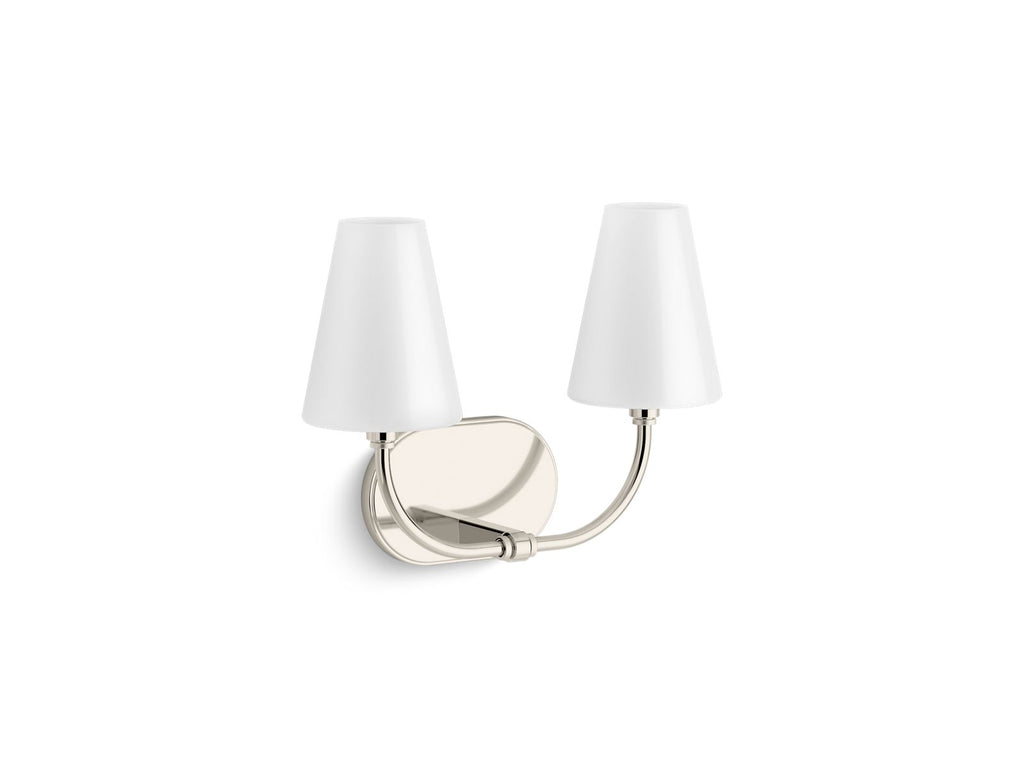 KOHLER K-32256-SC02-SNL Kernen By Studio Mcgee Two-Light Sconce - Polished Nickel