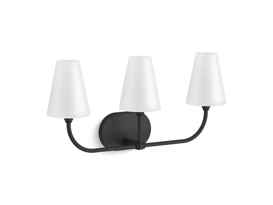 KOHLER K-32257-SC03-BLL Kernen By Studio Mcgee Three-Light Sconce In Matte Black