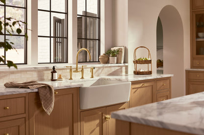 KOHLER K-28356-2MB Edalyn by Studio McGee Two-hole bridge kitchen sink faucet with side sprayer - Vibrant Brushed Moderne Brass